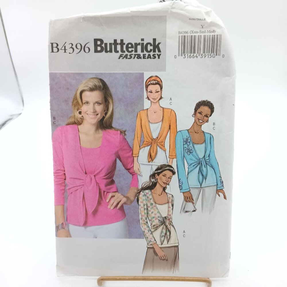 Vintage Butterick B4396 Womens Sewing Pattern for Wrap Tops & Cardigans Size Xs